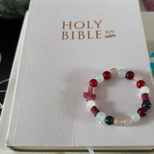 Colorful Beaded Bracelet with Cross Charm